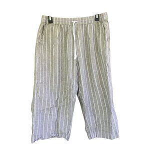 Beach Lunch Lounge Margot Linen Cotton Crop Capri Wide Leg Pants Women's Large